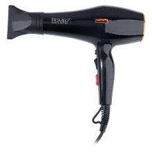 سشوار حرفه‌ای 2400 وات رومئو مدل RM-5757، موتور AC، وزن 500 گرم، المنت فلز، دارای سری متمرکز‌کننده باریک با ویژگی صاف‌کنندگی، حجم‌دهندگی، با قابلیت تنظیم دما