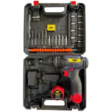 دریل پیچ گوشتی شارژی چکشی سه نظام ۱۰ میلیمتر 148 ولت جاب مدل JB-148 Wincher مجموعه 40 عددی