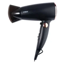 سشوار مسافرتی 1600 وات وی جی ار مدل V-439، موتور DC، وزن 300 گرم، المنت فلز، دارای سری متمرکز‌کننده باریک با ویژگی حجم‌دهندگی، با قابلیت باد سرد