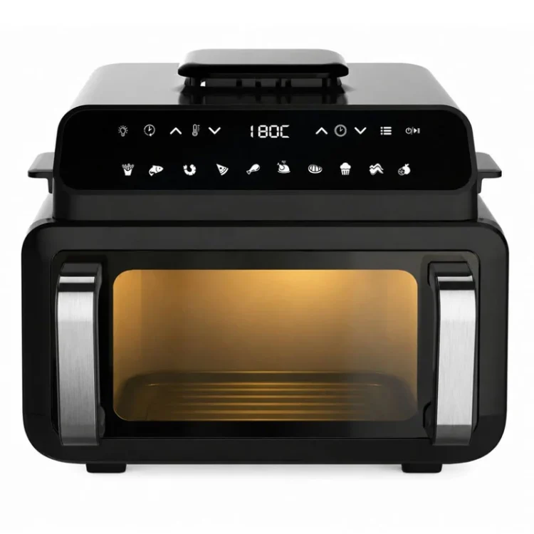 هواپز گریل‌پز و سرخ‌کن بدون‌روغن 10.5 لیتری پرودو مدل Porodo Lifestyle Flexi Cook Pro Indoor Grill PDAF1015BK با توان 2100 وات، کنترل دیجیتال، 10 برنامه پخت و باز شدن دوگانه