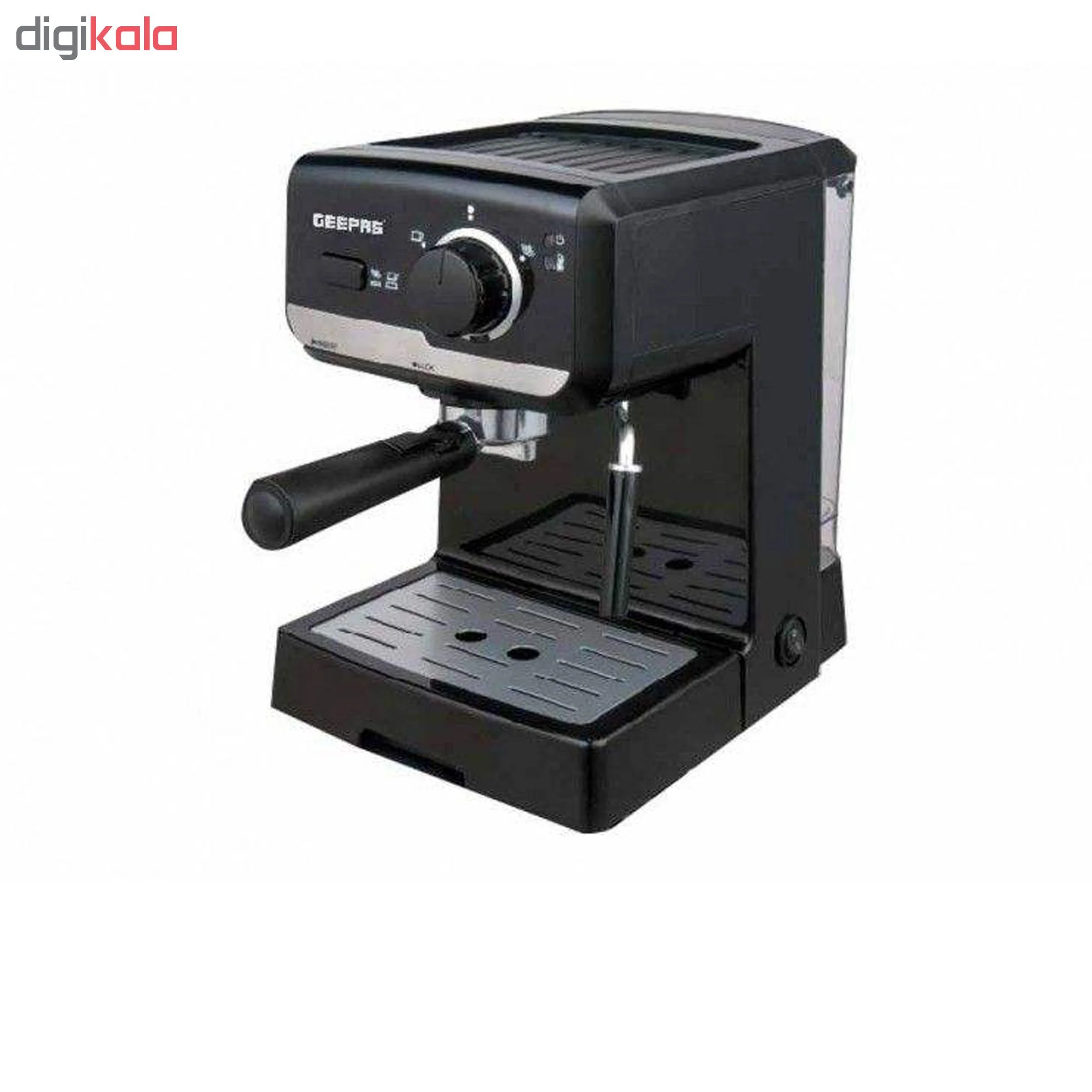 اسپرسوساز 1500 میلی‌لیتری جی پاس مدل GCM-6108، با مصرف پودر قهوه، مناسب تهیه اسپرسو، کافه لاته و کاپوچینو، دارای 1 عدد نازل قهوه