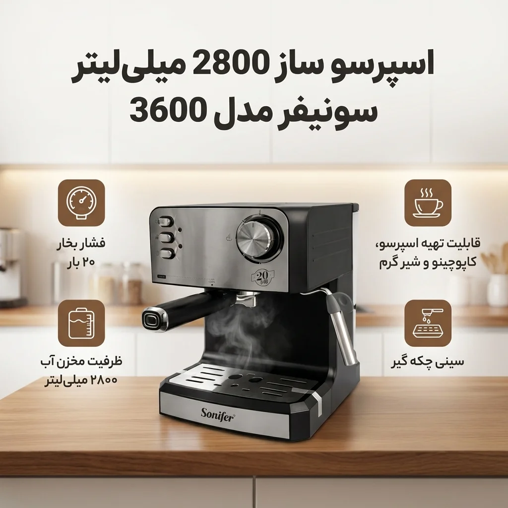 اسپرسو ساز 2800 میلی‌لیتر سونیفر مدل 3600