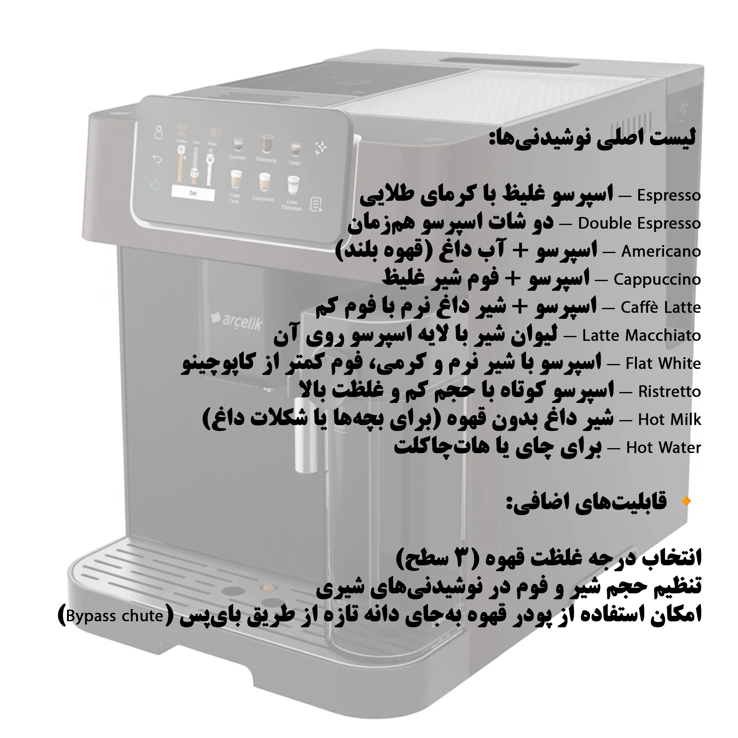 اسپرسو ساز 1800 میلی‌لیتر آرچلیک مدل EM9495