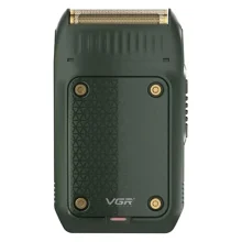 ماشین اصلاح موی صورت وی جی آر مدل V-353 با تیغه استیل پیشرفته، تکنولوژی فویلی، قابلیت اصلاح با شماره صفر، باتری 600 میلی‌آمپر ساعت و شارژر USB، طراحی ارگونومیک و سبک با برس تمیزکننده و محافظ