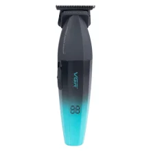 ماشین اصلاح موی سر و صورت وی جی آر مدل V-906 با تیغه سرامیکی پوشش DLC، موتور 9000 دور در دقیقه، باتری 2000 میلی‌آمپر ساعت با 240 دقیقه عمر شارژ، صفحه نمایش LED، طراحی ارگونومیک و مقاوم، قابلیت صفرزن، خط زن و حجم زن